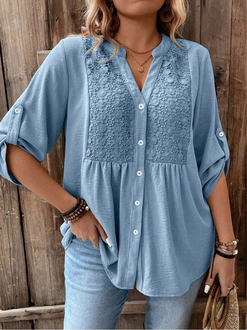 Halina - Soft-Touch V-Neck Blouse
