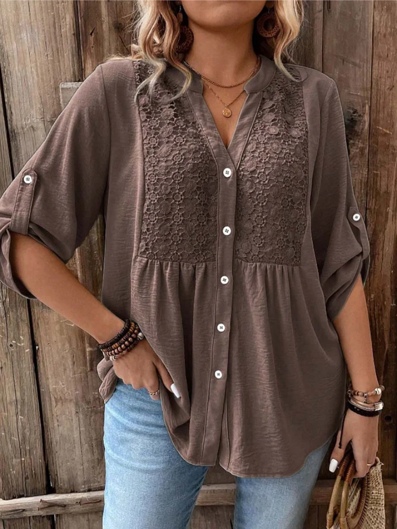 Halina - Soft-Touch V-Neck Blouse