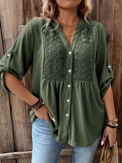 Halina - Soft-Touch V-Neck Blouse