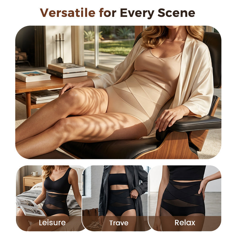 🔥Buy 1 Get 2 Free (3 PCS)✨Plus-Size High-Waist Cross Tummy Control Panties