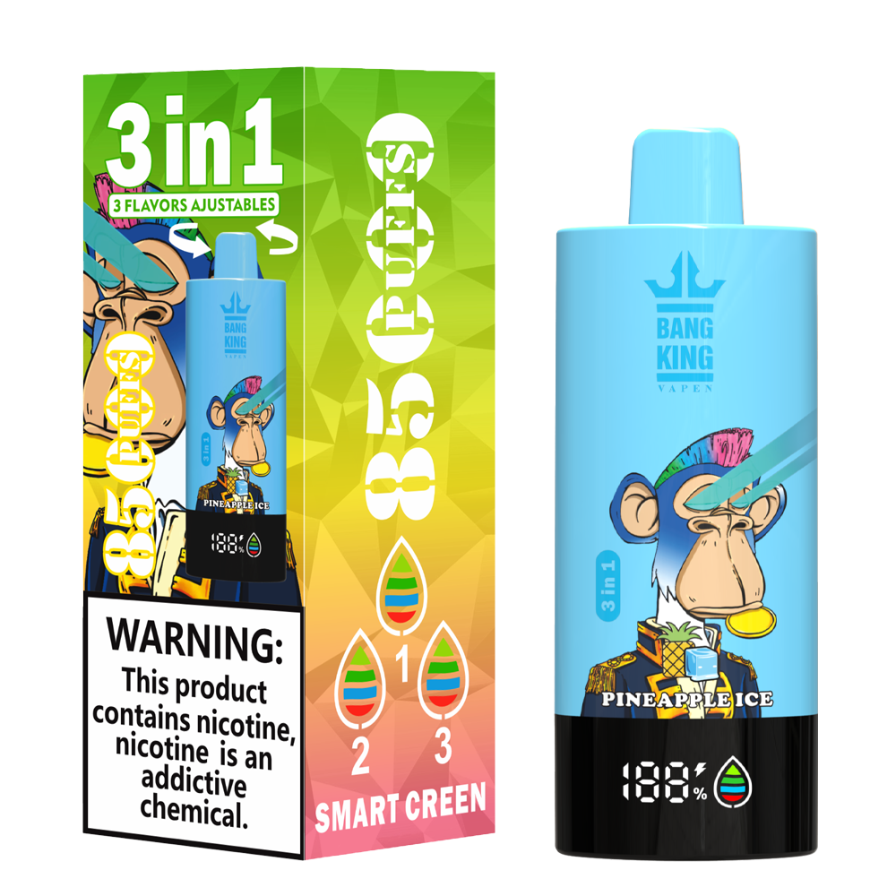 Bang King 85000 85k Puffs 3 in 1 Flavors Newest Original Rechargeable LCD Display Disposable Vape
