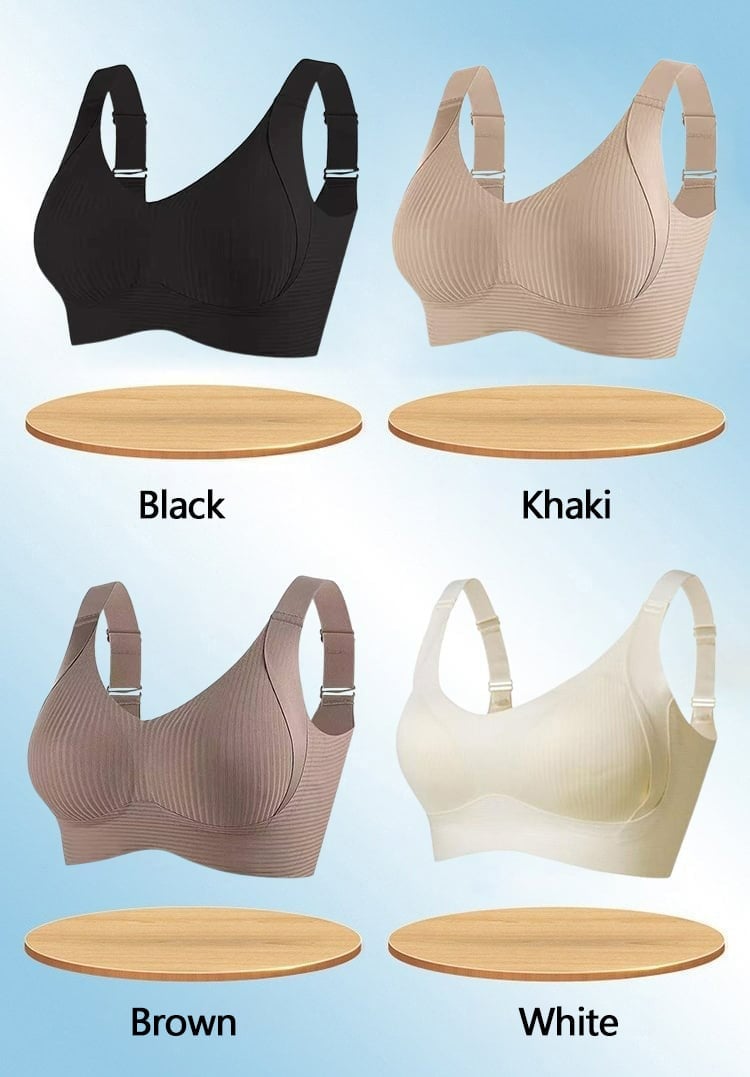 🌷 50% OFF – LIMITED TIME! 💕Subtle Striped Seamless Bra with W-Support ✨ Wire-Free Lift & Unmatched Comfort