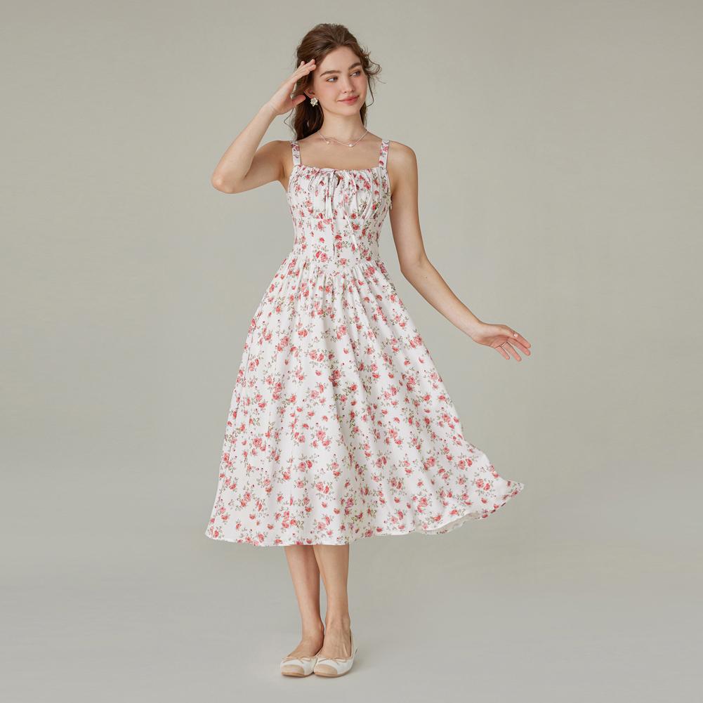 🌸 HOT SELLER | 50% OFF Women's Floral Corset Midi Dress – Summer Vacation Milkmaid Sundress