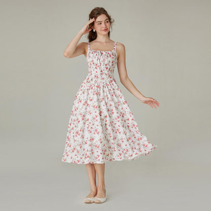 🌸 HOT SELLER | 50% OFF Women's Floral Corset Midi Dress – Summer Vacation Milkmaid Sundress