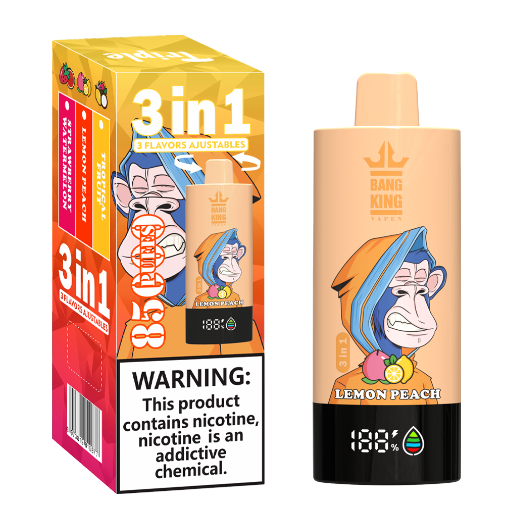Bang King 85000 85k Puffs 3 in 1 Flavors Newest Original Rechargeable LCD Display Disposable Vape