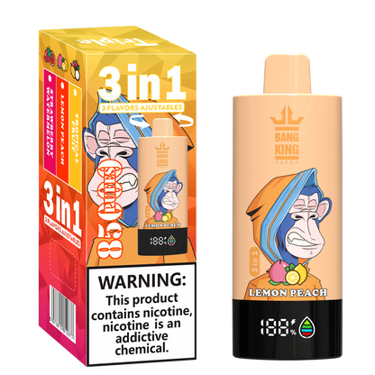 Bang King 85000 85k Puffs 3 in 1 Flavors Newest Original Rechargeable LCD Display Disposable Vape