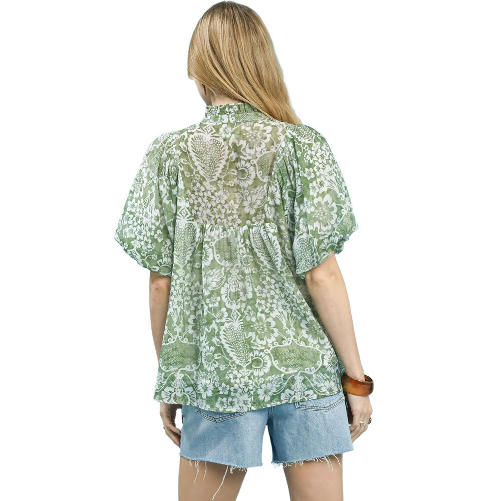 UMGEE Collins Abstract Top Green Mix