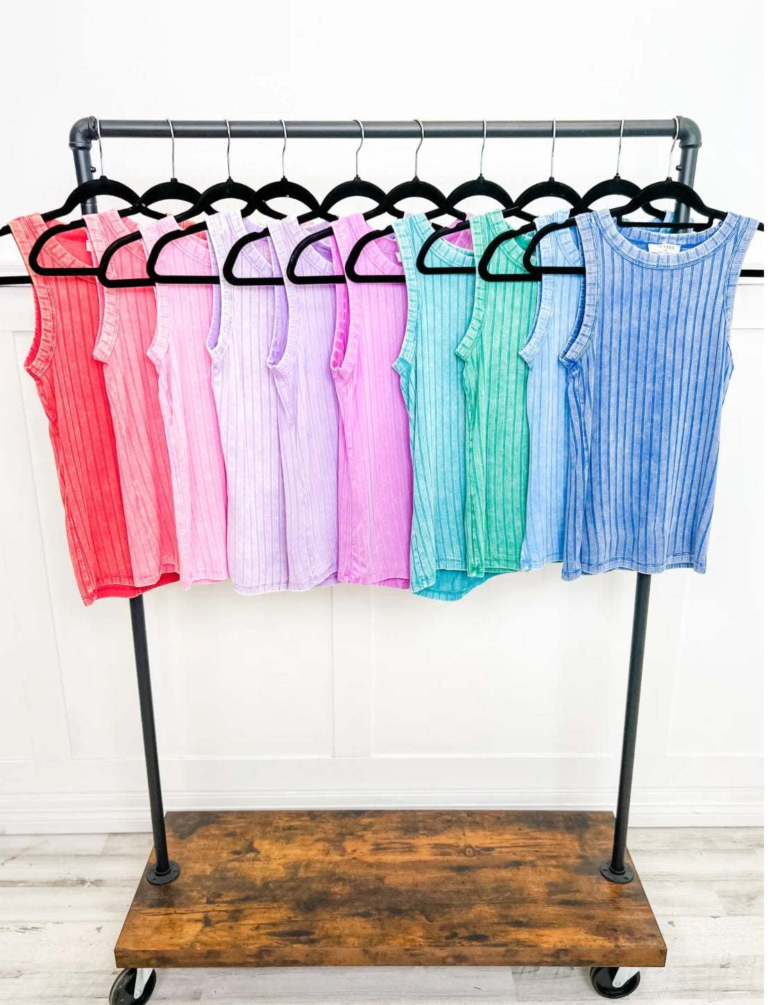 Ribbed Mineral Wash Tank Fuchsia