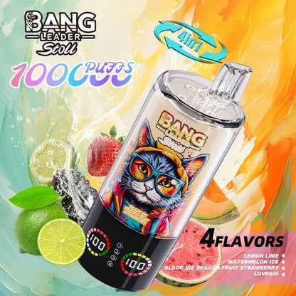 Bang Leader Stoll 100K 100000 Puffs 4 in 1 Flavors & Quad Mesh Coil LED Display Disposable Vape