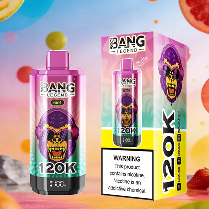 Bang Legend 120000 120K Puffs 5 in 1 Flavors & 5 oil tanks Rechargeable LCD Display Disposable Vape EU Warehouse