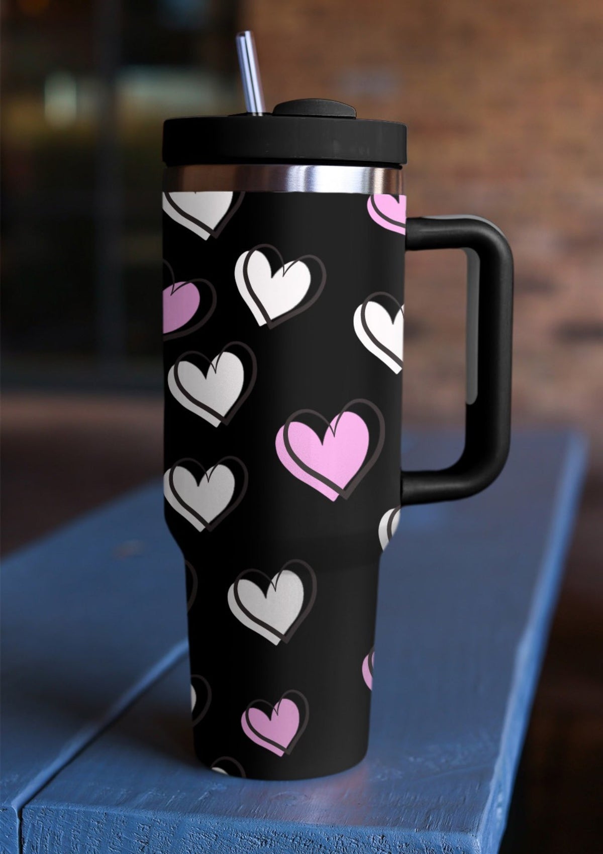 Black Hearts 40oz Stainless Tumbler