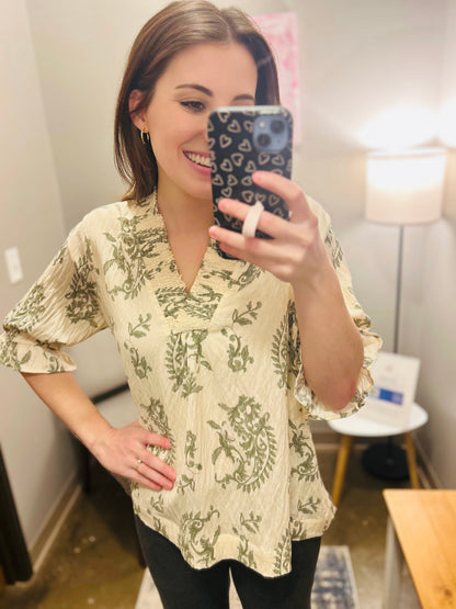 UMGEE Paris Paisley Top Green Mix