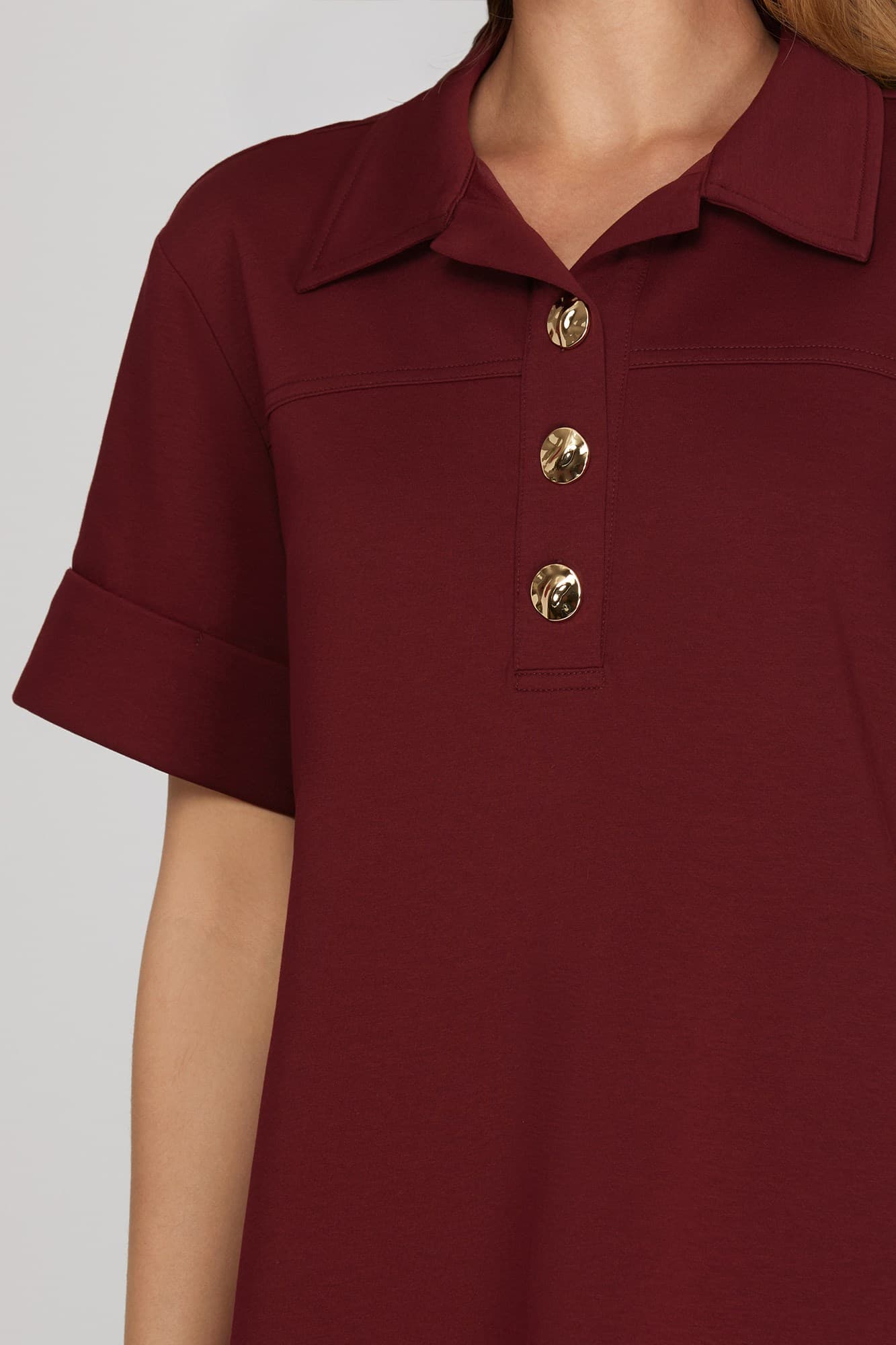 Wine Short Sleeve Shift Dress