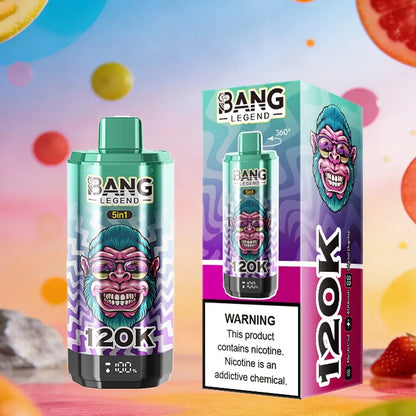 Bang Legend 120000 120K Puffs 5 in 1 Flavors & 5 oil tanks Rechargeable LCD Display Disposable Vape EU Warehouse