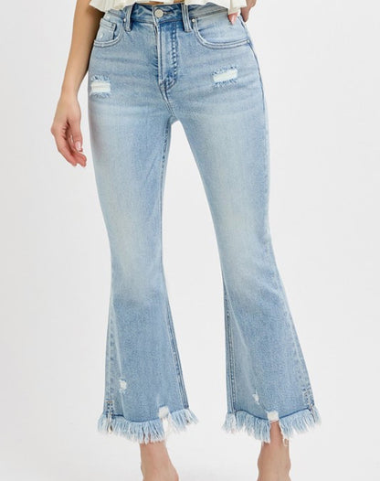 RISEN Morgan Tummy Control Crop Frayed Hem Jean