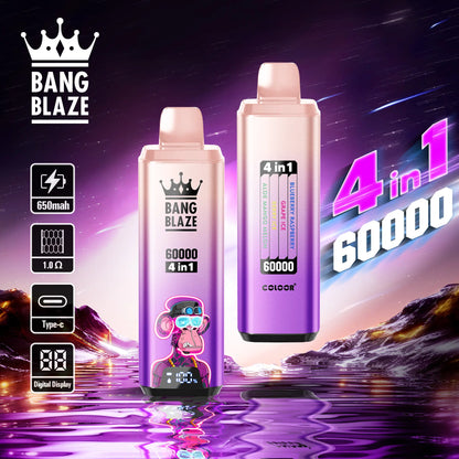Bang Blaze 60000 – 4 flavors in a single device! 🔥 Fast shipping in 1–5 days. 🚚 Tax- and duty-free. 💨 Up to 60,000 puffs of pure flavor! Buy it now and save! ⚡