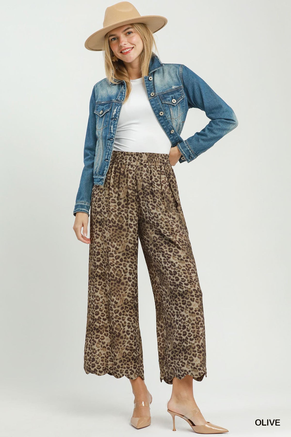 UMGEE Leopard Wide Leg Pant Olive Mix