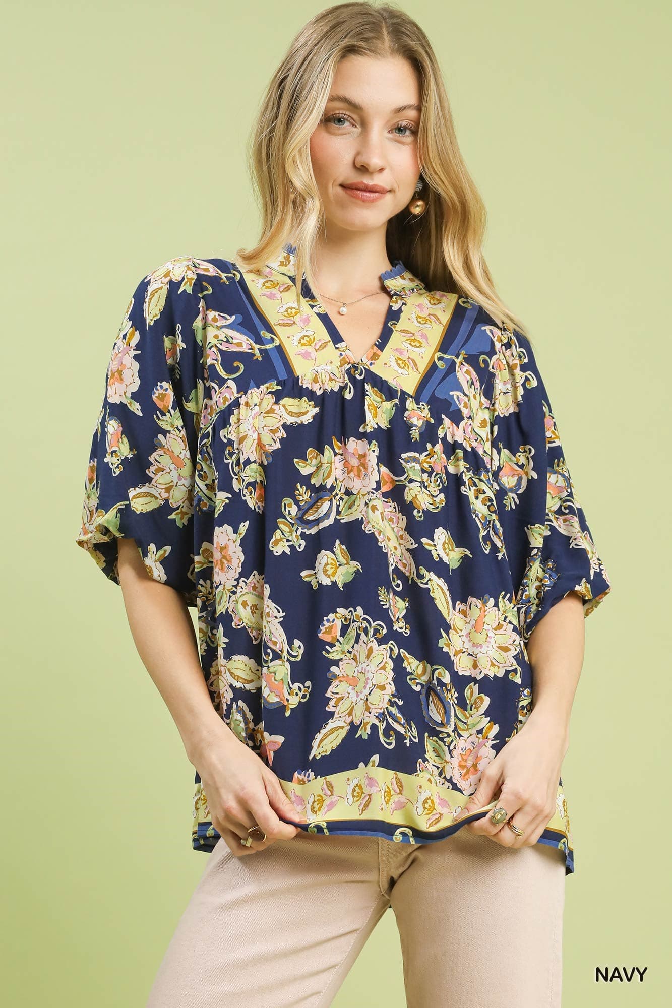 UMGEE Navy Floral Top