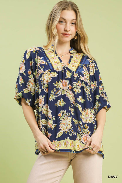 UMGEE Navy Floral Top
