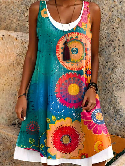 Women's Art Painting Hippie Print V-Neck T-Shirt