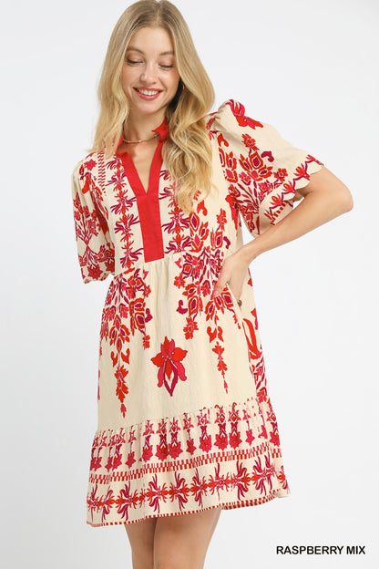 UMGEE Raspberry Floral Print Dress