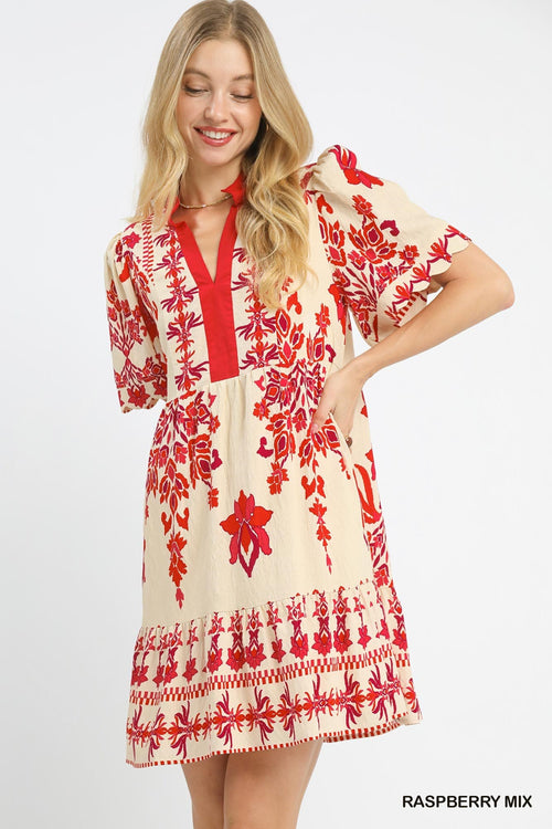 UMGEE Raspberry Floral Print Dress