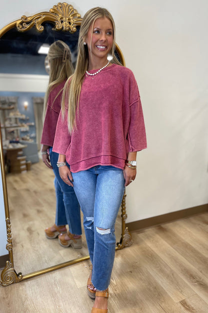 Breezy Knit Top Berry
