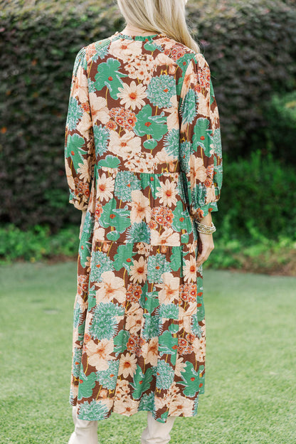 UMGEE Mixed Floral Tiered Midi Dress