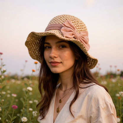 Coralie - Handcrafted Bow Sun Hat