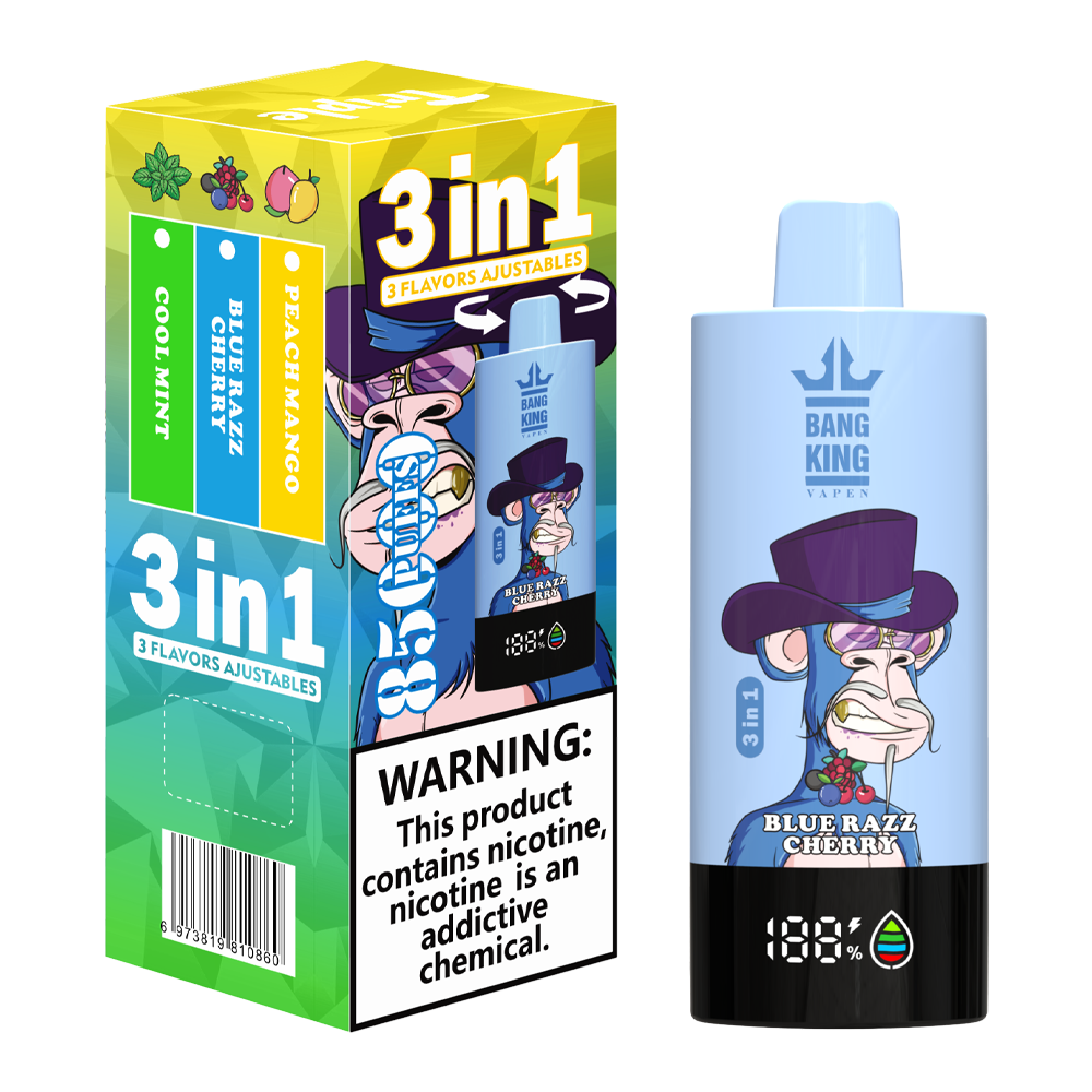Bang King 85000 85k Puffs 3 in 1 Flavors Newest Original Rechargeable LCD Display Disposable Vape