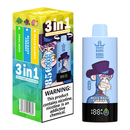 Bang King 85000 85k Puffs 3 in 1 Flavors Newest Original Rechargeable LCD Display Disposable Vape