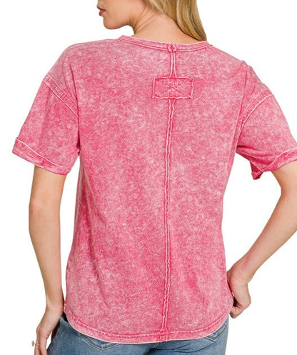 Halo Mineral Washed Pocket Tee Vintage Red