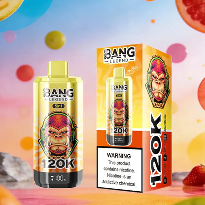 Bang Legend 120000 120K Puffs 5 in 1 Flavors & 5 oil tanks Rechargeable LCD Display Disposable Vape EU Warehouse