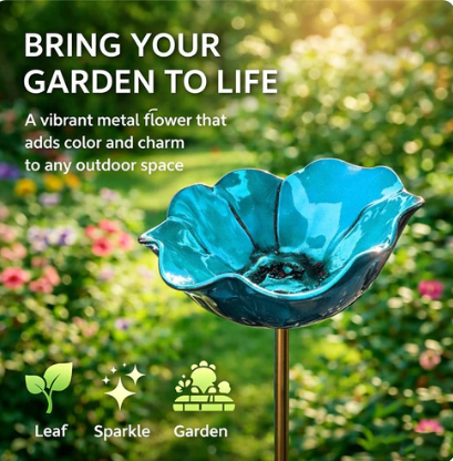 🌺Handmade Metal Flower Garden Stake🐦