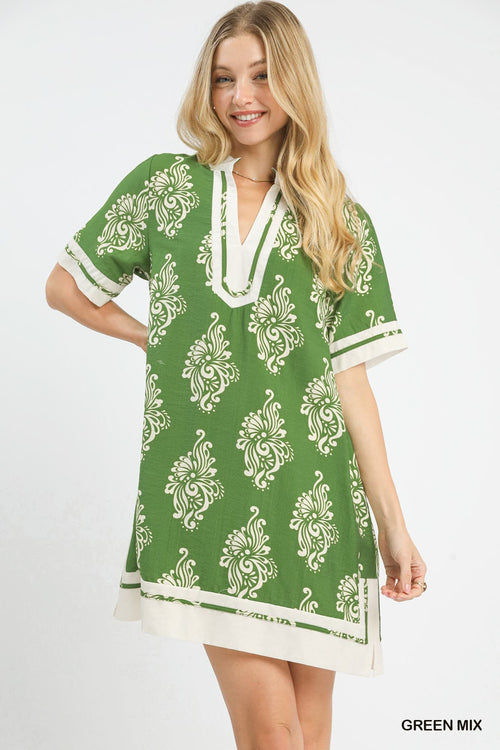UMGEE Savannah Two Tone Dress Green Mix