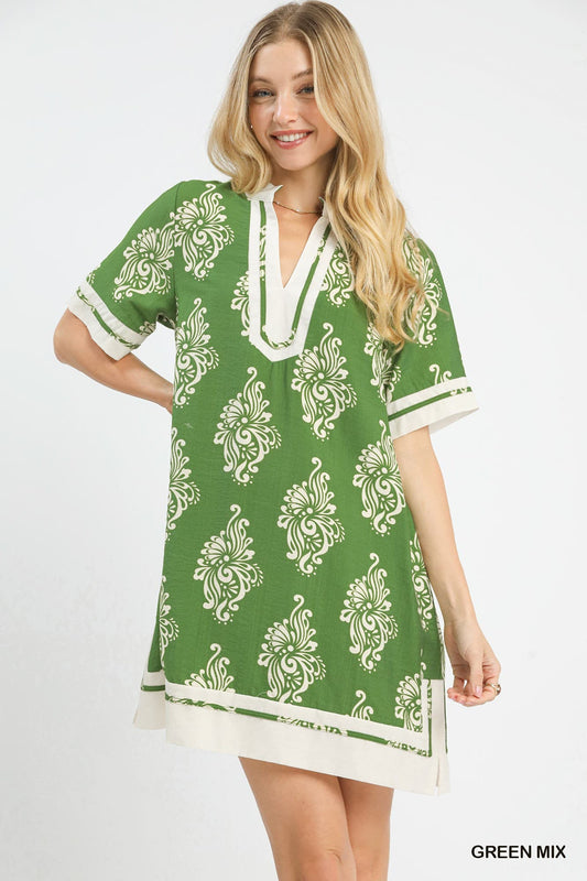 UMGEE Savannah Two Tone Dress Green Mix