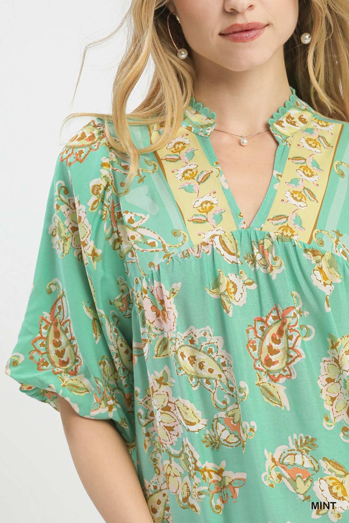UMGEE Mint Floral Top