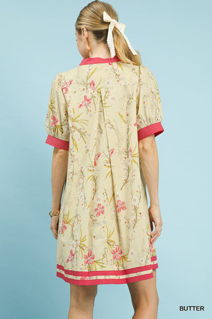 UMGEE Butter Yellow Floral Contrast Dress