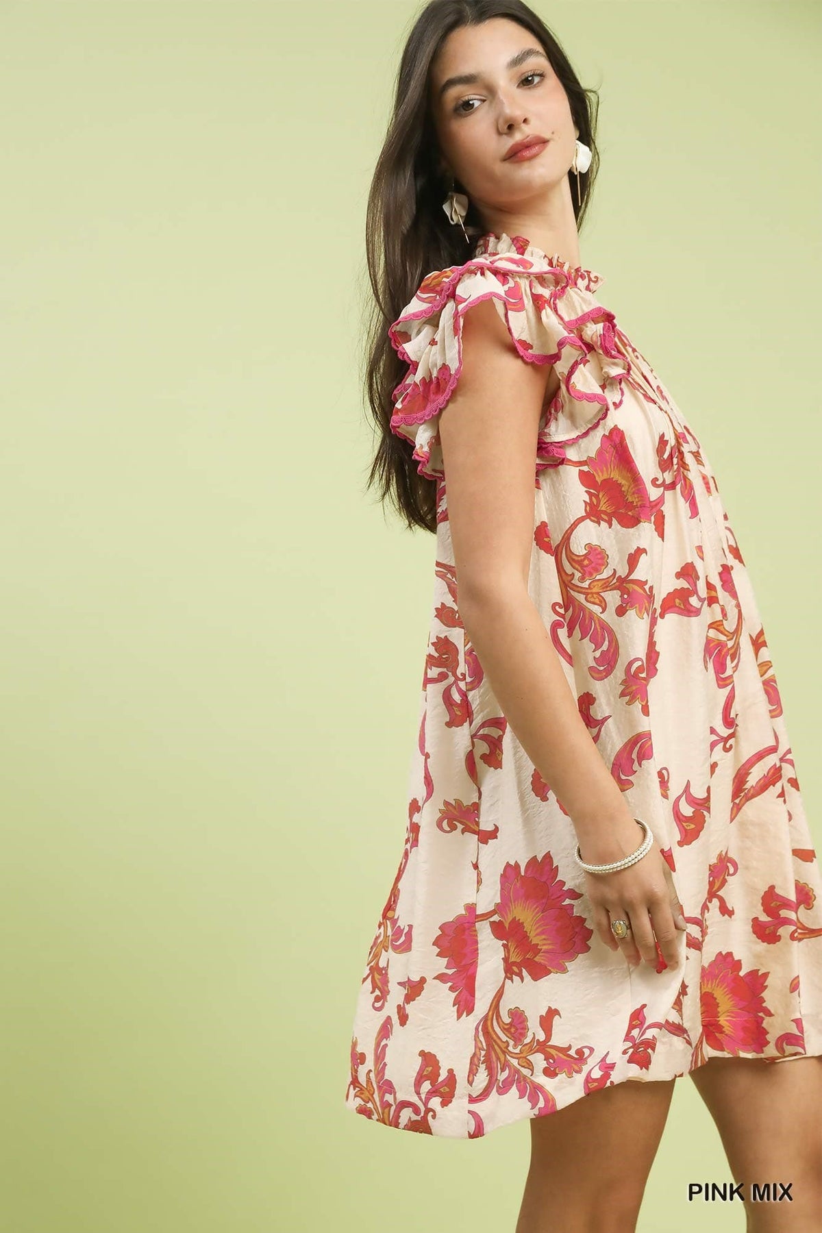 UMGEE Pink Mix Ruffle Sleeve Dress