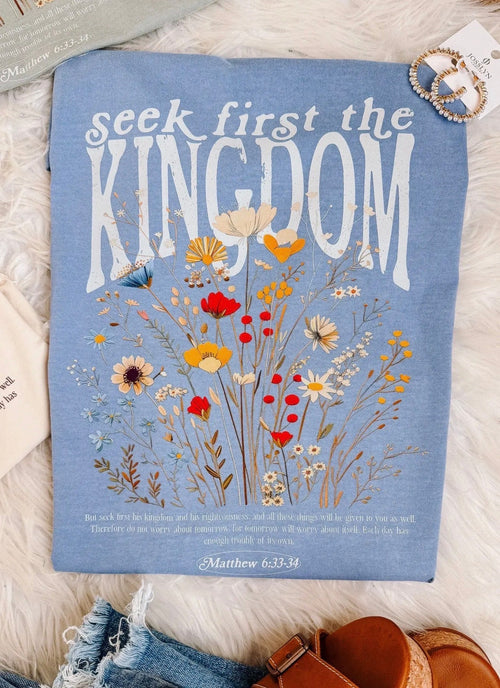Comfort Colors Seek First The Kingdom Tee Blue