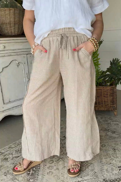 UMGEE Wide Leg Striped Pant Khaki