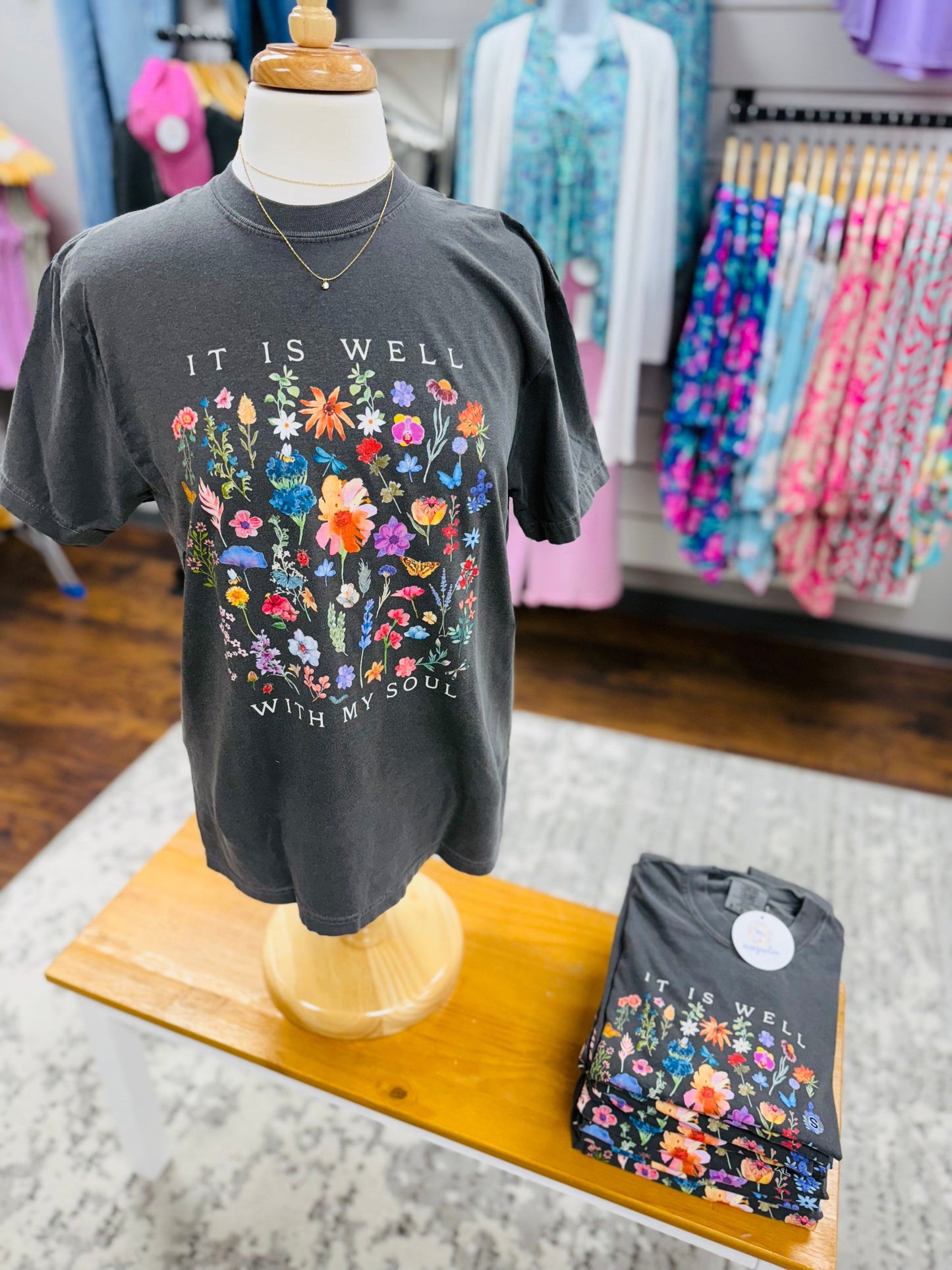 Comfort Colors Pepper Floral It is Well Tee