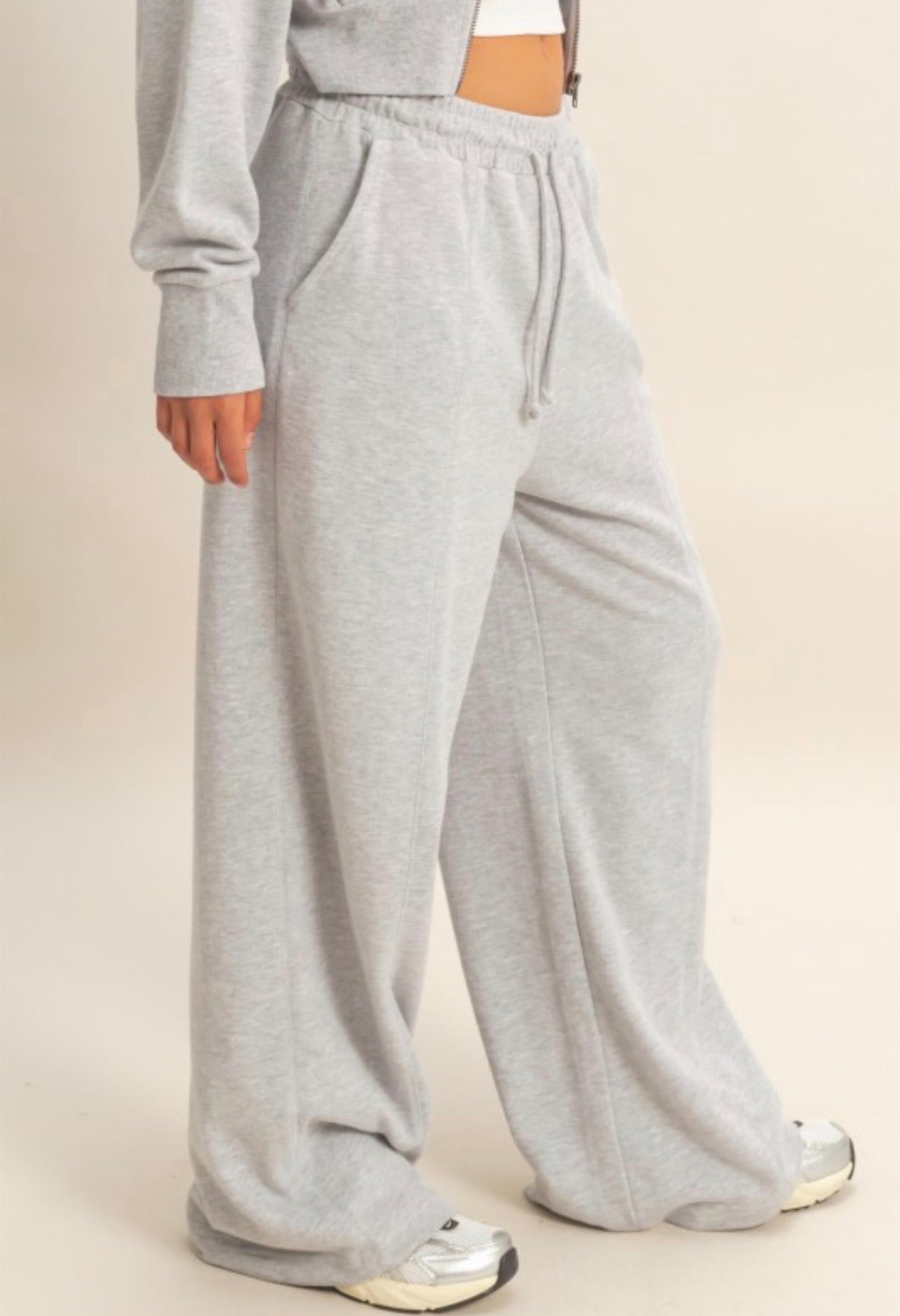 Wide Leg French Terry Pant Grey