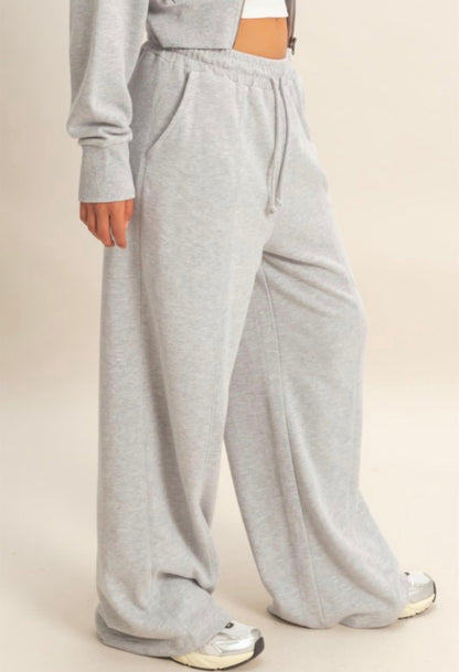 Wide Leg French Terry Pant Grey