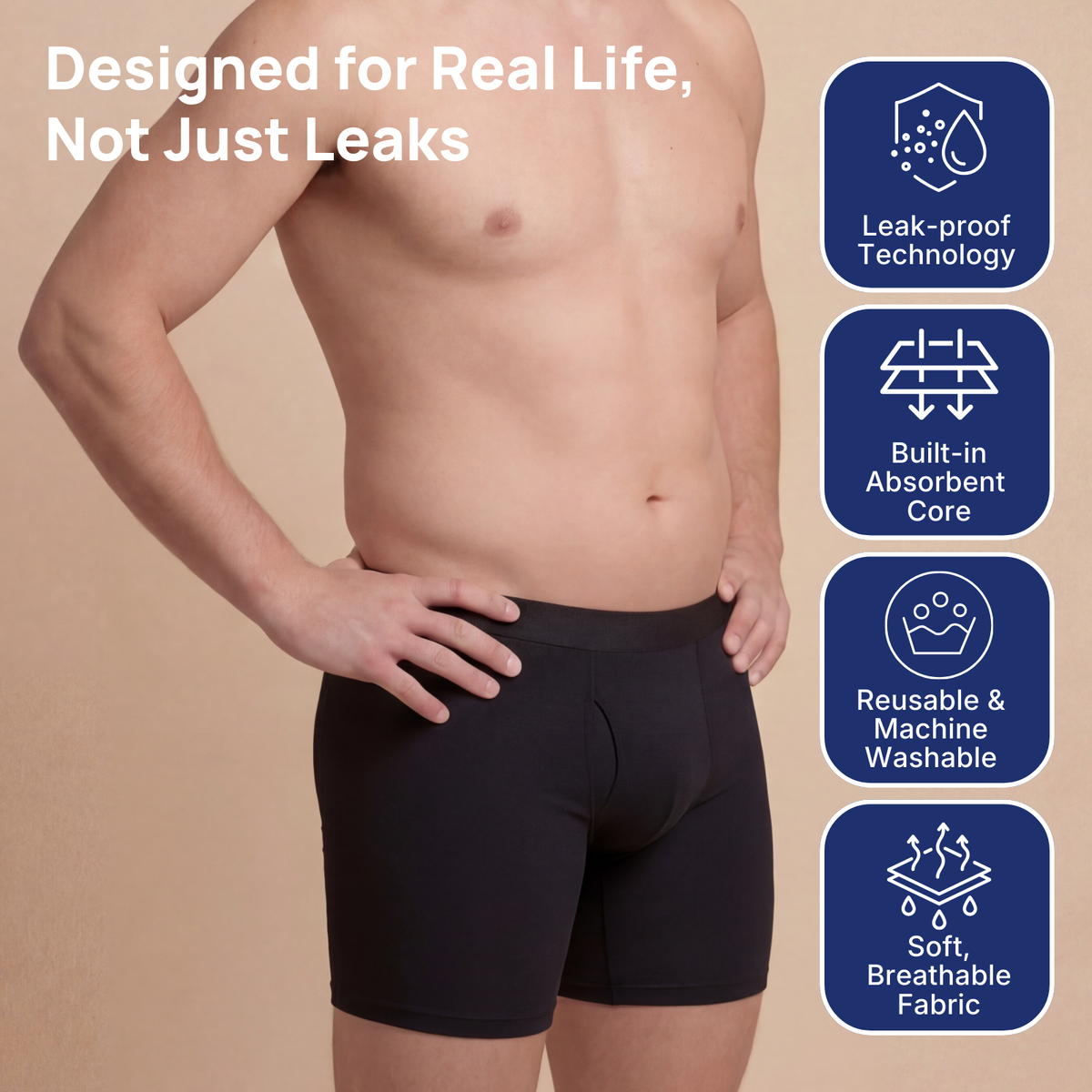 🔥 BUY 1 GET 1 FREE! 💙 Men’s Ultra-Absorbent Incontinence Boxer Briefs ✨ Comfortable Fit, Discreet Protection & All-Day Confidence