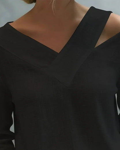 Calira - Soft-Touch V-Neck Off-Shoulder Top