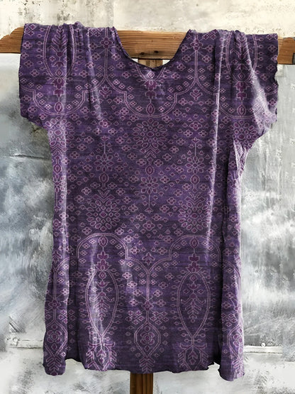 Women's Art Painting Purple Vintage Floral Print Long Sleeve Shirt