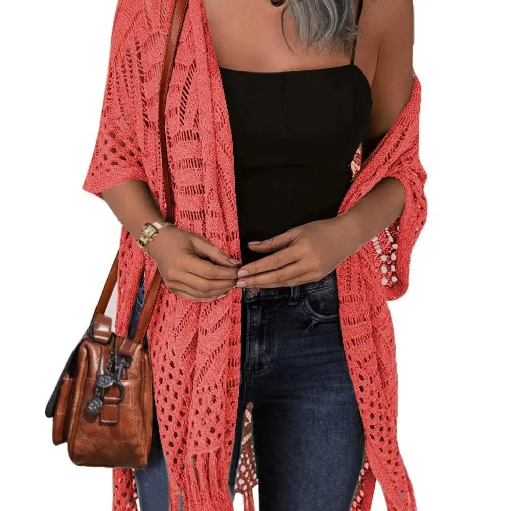🥳2026 HOT SALE🥳💞50K+ SOLD!🌸☀️ 50% OFF! Oversized Knit Cardigan – Lightweight crochet tassel kimono for spring & summer. Breathable viscose‑nylon blend – no itch, no cling – layer over anything! 🧶✨