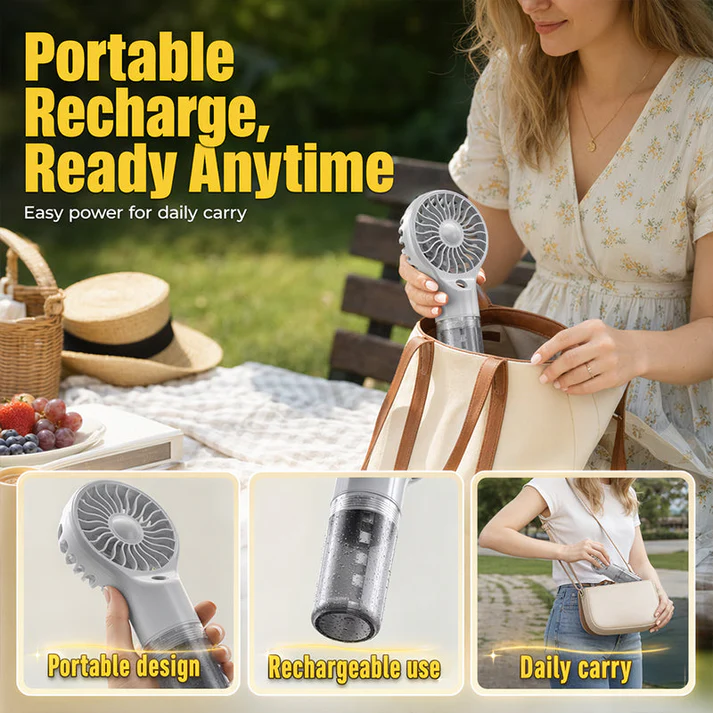 🏖️❄️ 50% OFF TODAY! 💦 Portable Handheld Mist Cooling Fan ✨ Instant Cooling Relief for Hot Summer Days, Travel & Outdoor Activities