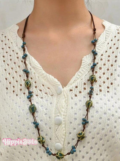 Handmade Colorful Braided Ceramic Beads Necklace